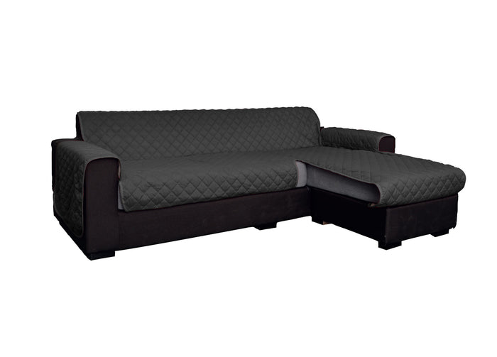 Copridivano Con Penisola Antimacchia Trapuntato Modello Star Colore Grigio Scuro - 240cm - Grigio Scuro