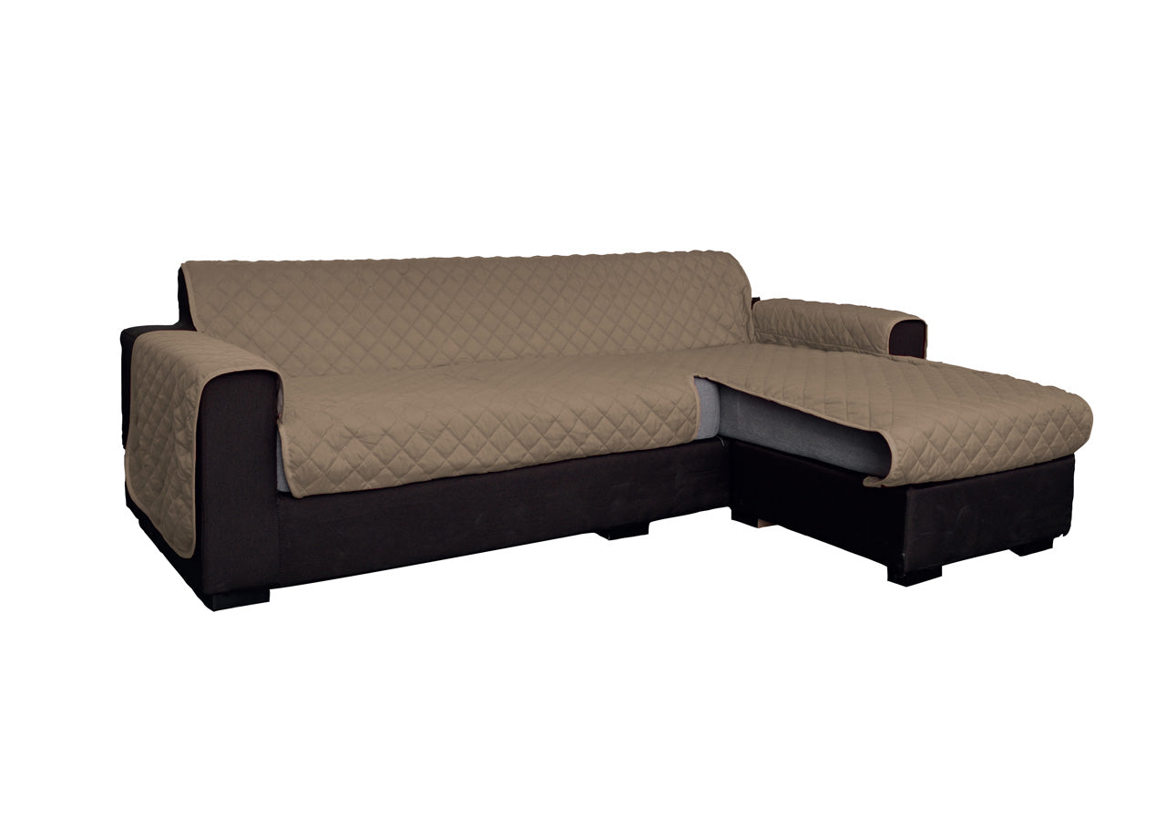 Copridivano Con Penisola Antimacchia Trapuntato Modello Star Colore Tortora - 190cm - Tortora