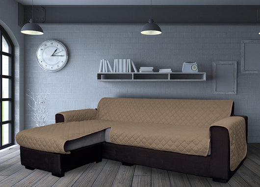 Copridivano Con Penisola Antimacchia Trapuntato Modello Star Colore Tortora - 240cm - Tortora