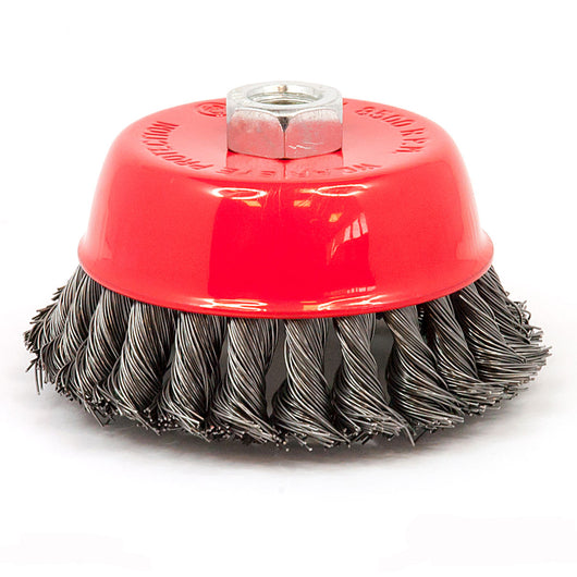 SPAZZOLA ABRASIVA A TAZZA A MAZZETTI RITORTI Ø70mm FORO M14 FILI DI ACCIAIO CEBO