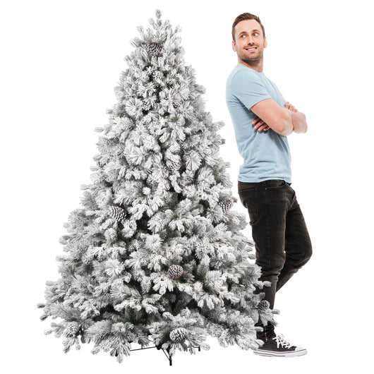 Luna - Albero di Natale con neve e pigne in PE PVC PP ø122x180H cm, 1517 rami