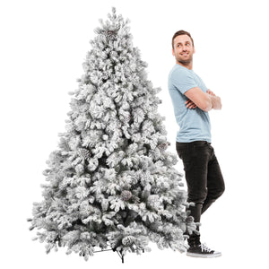 Luna - Albero di Natale con neve e pigne in PE PVC PP ø142x210H cm, 2155 rami