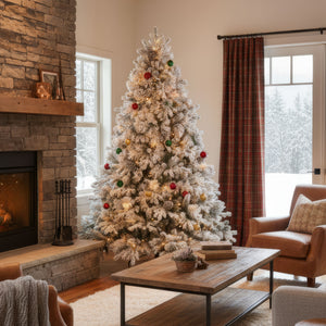 Luna - Albero di Natale con neve e pigne in PE PVC PP ø142x210H cm, 2155 rami