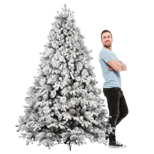 Luna - Albero di Natale con neve e pigne in PE PVC PP ø162x240H cm, 2850 rami