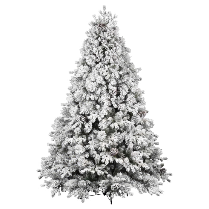 Luna - Albero di Natale con neve e pigne in PE PVC PP ø183x270H cm, 3798 Punte