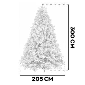 Luna - Albero di Natale con neve e pigne in PE PVC PP ø205x300H cm, 4910 Punte
