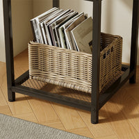 TAVOLINO DA CAFFÈ QUADRATO CON RIPIANO, LOFT RETRO VINTAGE, 55 CM