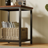 TAVOLINO DA CAFFÈ QUADRATO CON RIPIANO, LOFT RETRO VINTAGE, 55 CM