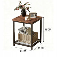 TAVOLINO DA CAFFÈ QUADRATO CON RIPIANO, LOFT RETRO VINTAGE, 55 CM