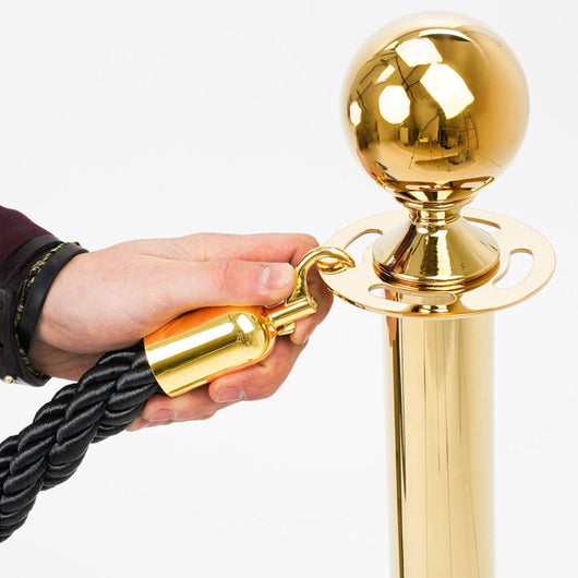 Cordone intrecciato 2mt con moschettoni gold Nero