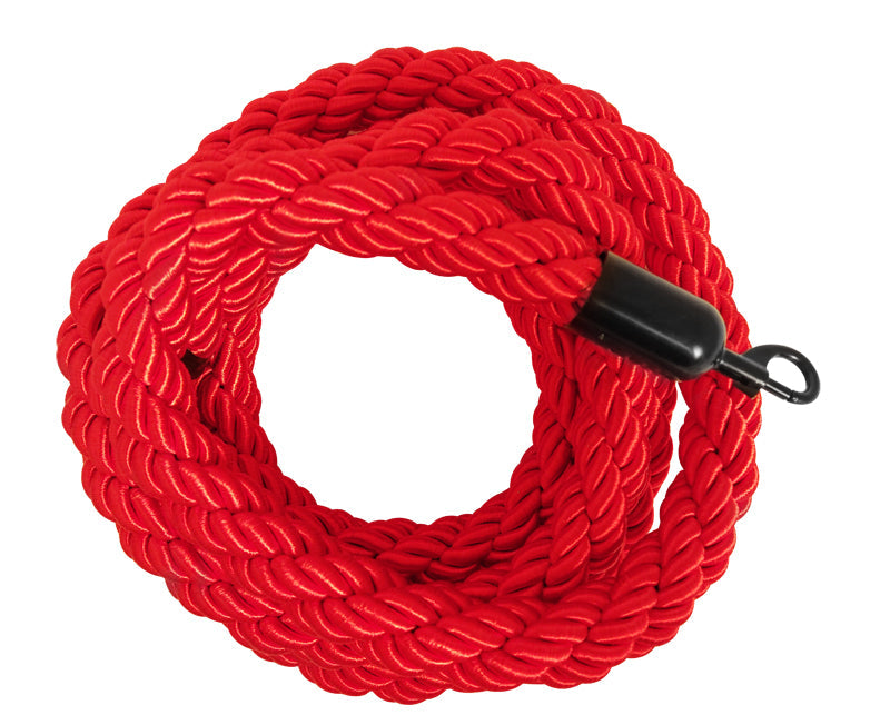 Cordone intrecciato ROSSO  2mt con moschettoni neri