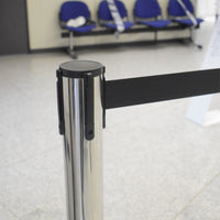 Colonnina Segnapercorso acciaio CROMATO nastro blu