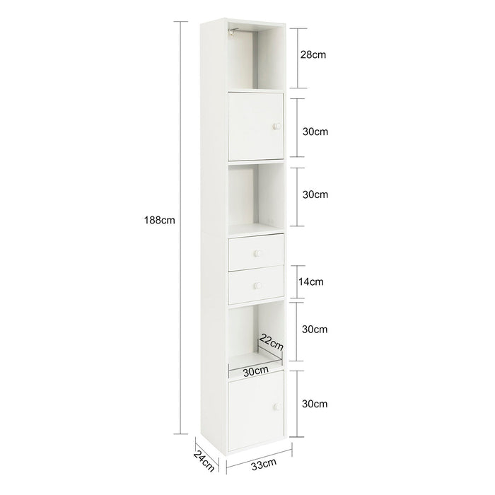 Armadio Colonna salvaspazio Mobiletto salvaspazio Scaffale Alto Cassettiera Bagno Mobiletto Bagno STR10-W