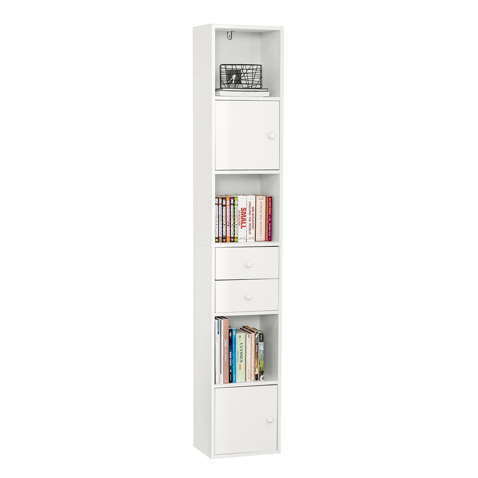 Armadio Colonna salvaspazio Mobiletto salvaspazio Scaffale Alto Cassettiera Bagno Mobiletto Bagno STR10-W