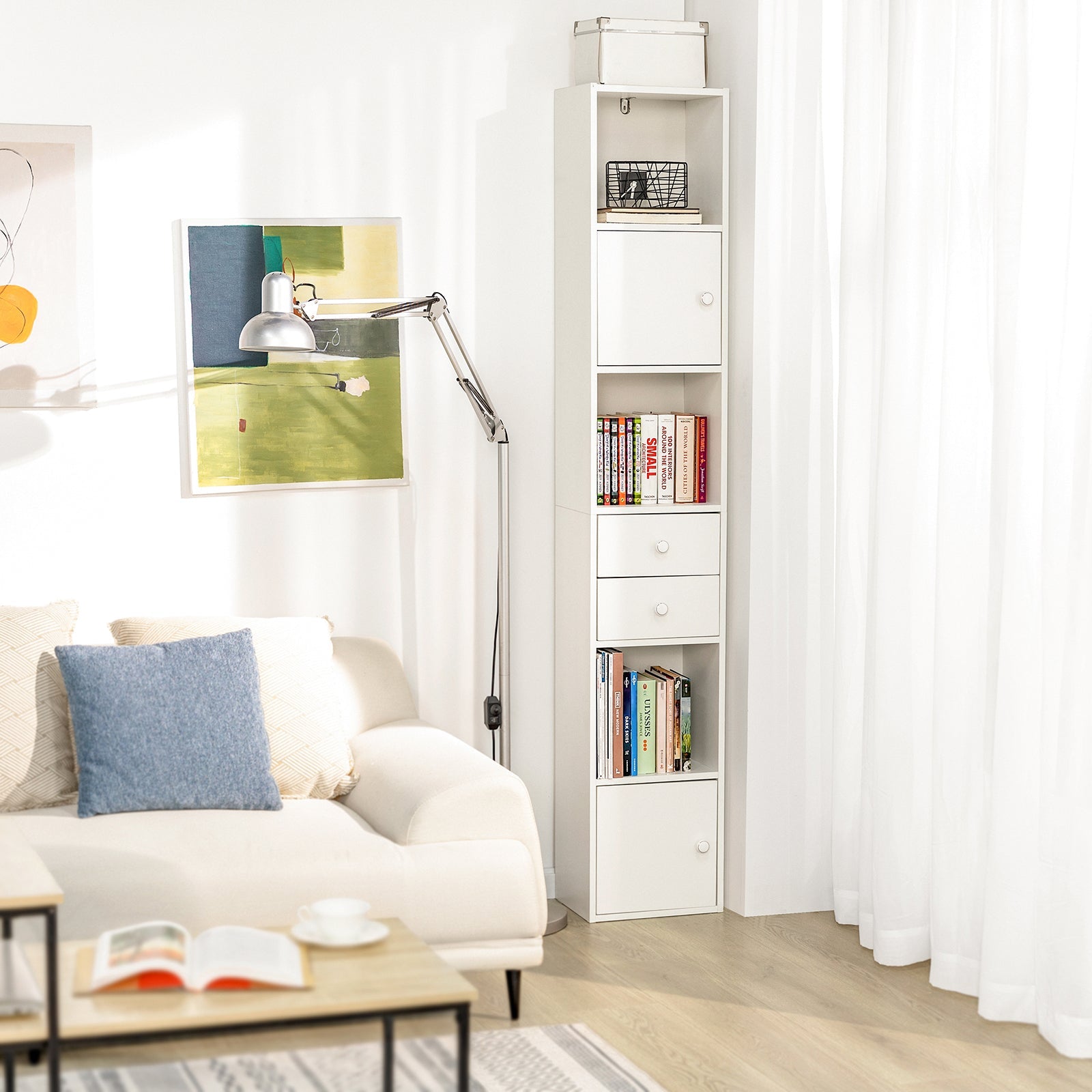 Armadio Colonna salvaspazio Mobiletto salvaspazio Scaffale Alto Cassettiera Bagno Mobiletto Bagno STR10-W