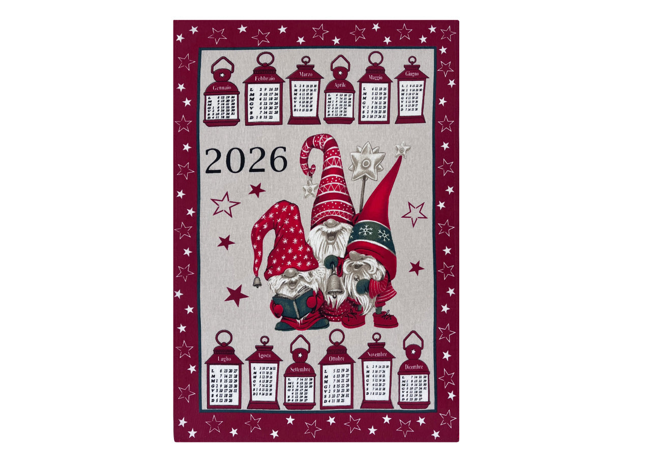 Set 6 Strofinaccio Asciugamano Cucina Natale Calendario In Cotone Made Italy