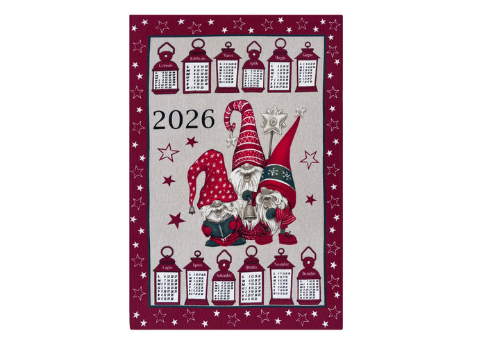 Set 6 Strofinaccio Asciugamano Cucina Natale Calendario In Cotone Made Italy