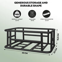 Keeper - Cestino Posteriore per Bicicletta Portaoggetti con Tasca in Stoffa Rete Elastica e Copertura in Metallo Nero