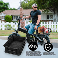 Keeper - Cestino Posteriore per Bicicletta Portaoggetti con Tasca in Stoffa Rete Elastica e Copertura in Metallo Nero