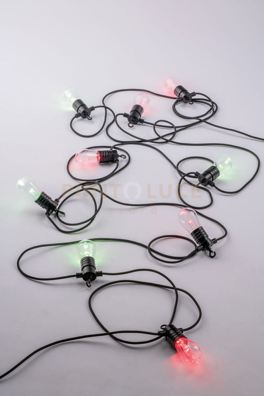 STRINGA ELETTRIFICATA PICNIC NERA 10 LAMPADINE LED 0,5W 400LM RGB + CCT 3000K Luce calda,4000K Luce naturale,6000K Luce fredda DIMMERABILE Wi-Fi IP65 1000CM