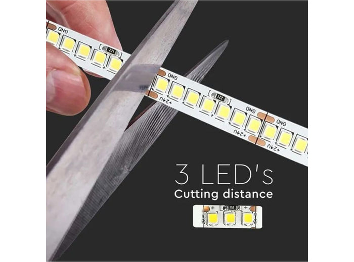 STRISCIA 1190 LED B. NATURALE 5MT VT-2835IP20-238 24V ALTO RENDIMENTO 135Lm/Watt 90w per Soggiorno e Interni