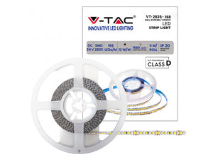STRISCIA 840 LED Strip Bianco Freddo 5 Metri VT-2835IP20-168 funzionamento 24V 6500K 140Lm/Watt Totale 60w