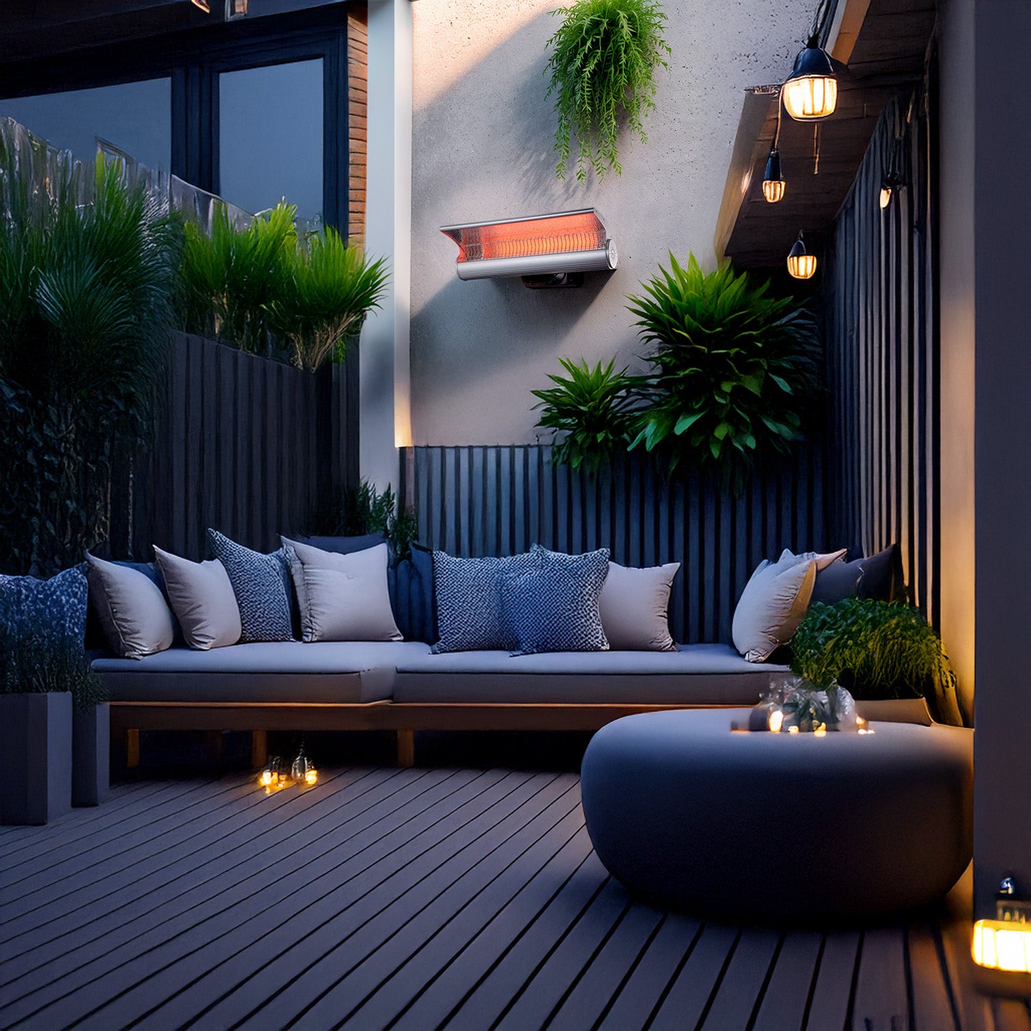 Sined Stufa Infrarossi Parete 2000 Riscaldatore Riflettente Parete Con Telecomando 2000w Grigio Con Telecomando Ottimo Anche Come Diffusore Di Calore a Parete Protetto Contro i Getti Dacqua Ip65