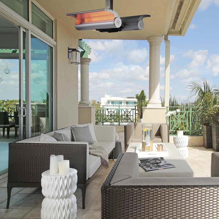 Sined Stufa Infrarossi Soffitto Doppio Riscaldatore Riflettente a Soffitto Da 4000w Grigio Realizzate In Acciaio Inox e Alluminio Anodizzato Di Altissima Qualita Grado Di Protezione Ip65 Telecomando