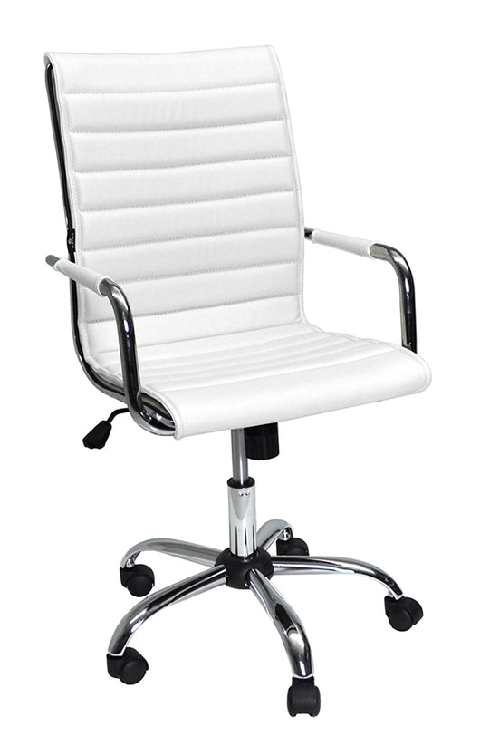 Sedia ufficio operativa regolabile, poltrona direzionale ecopelle bianca SU-08EAT