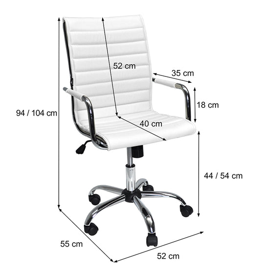 Sedia ufficio operativa regolabile, poltrona direzionale ecopelle bianca SU-08EAT