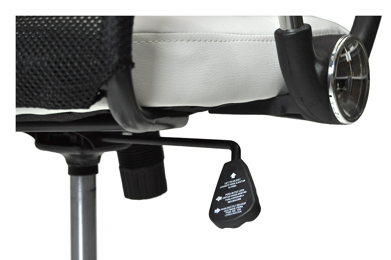 Sedia da ufficio direzionale, poltrona operativa in tessuto traforato e ecopelle bianca SU-08ETSI