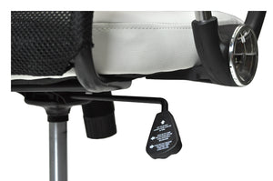 Sedia da ufficio direzionale, poltrona operativa in tessuto traforato e ecopelle bianca SU-08ETSI