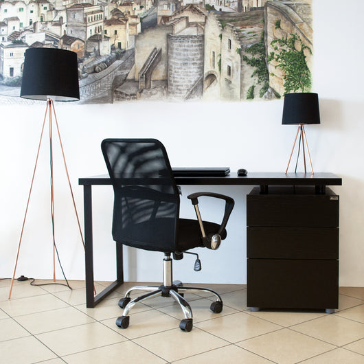 Sedia da ufficio operativa girevole, sedia regolabile in tessuto nero - Pavia - SU-10TPV