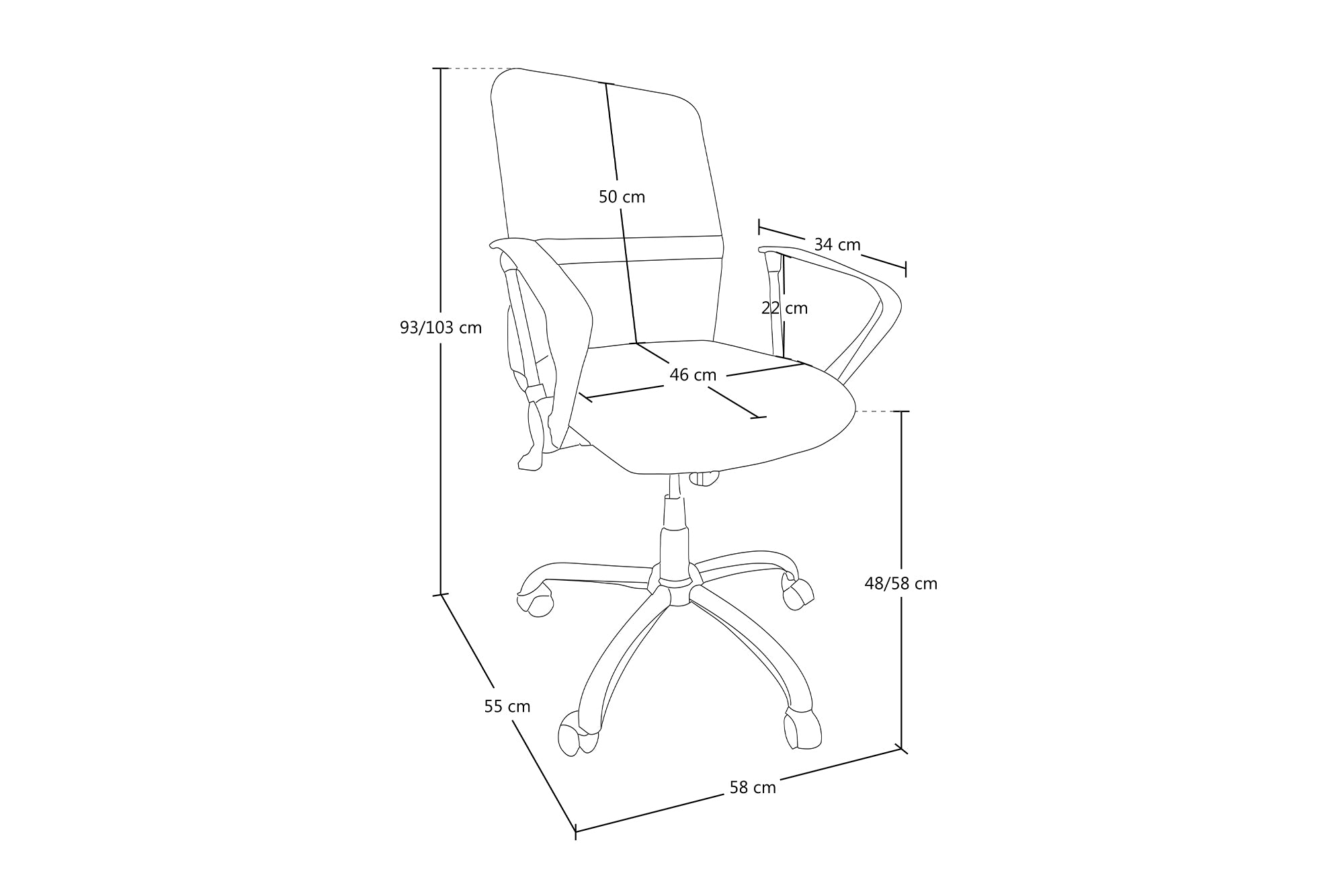 Sedia da ufficio operativa girevole, sedia regolabile in tessuto nero - Pavia - SU-10TPV