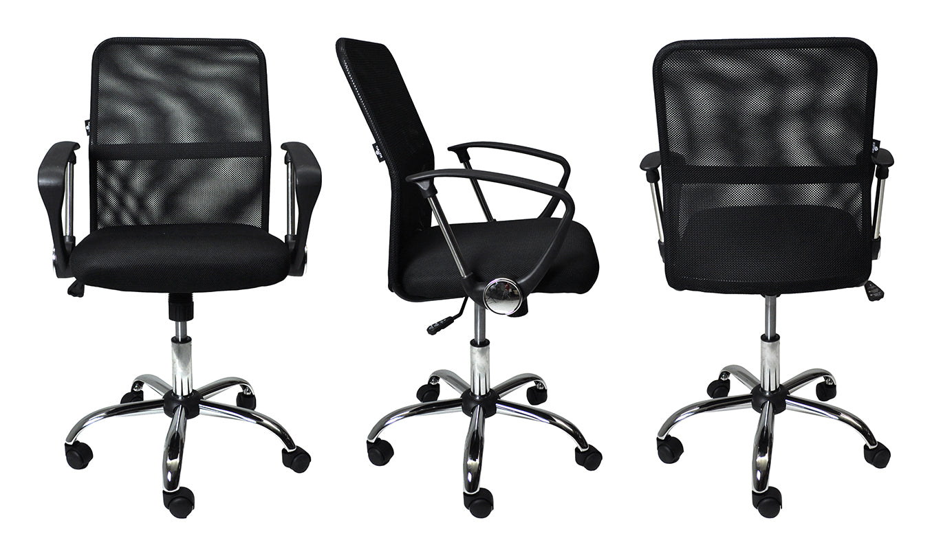 Sedia da ufficio operativa girevole, sedia regolabile in tessuto nero - Pavia - SU-10TPV