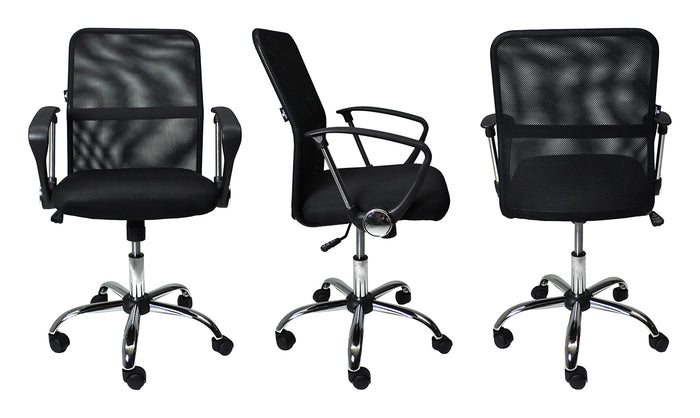 Sedia da ufficio operativa girevole, sedia regolabile in tessuto nero - Pavia - SU-10TPV