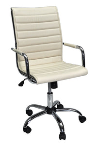 Sedia ufficio operativa girevole, poltrona direzionale ecopelle beige SU-11EAT