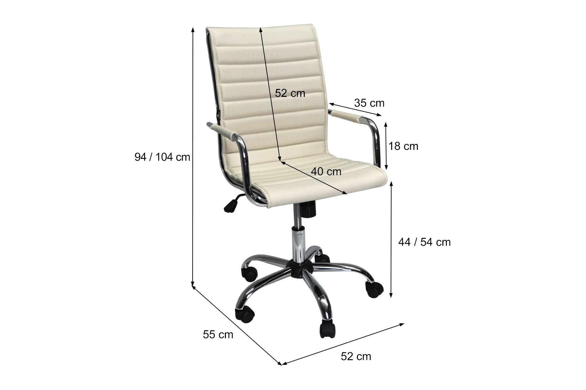 Sedia ufficio operativa girevole, poltrona direzionale ecopelle beige SU-11EAT