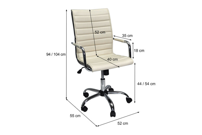 Sedia ufficio operativa girevole, poltrona direzionale ecopelle beige SU-11EAT