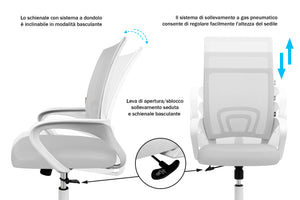 Sedia da ufficio ergonomica girevole grigia - Happy - SU01HAPB
