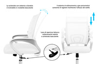 Sedia da ufficio ergonomica girevole bianca - Happy - SU08HAPP