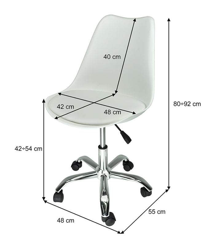 Sedia da ufficio girevole, sedia da scrivania bianca con rotelle SALLY SU08SAPM