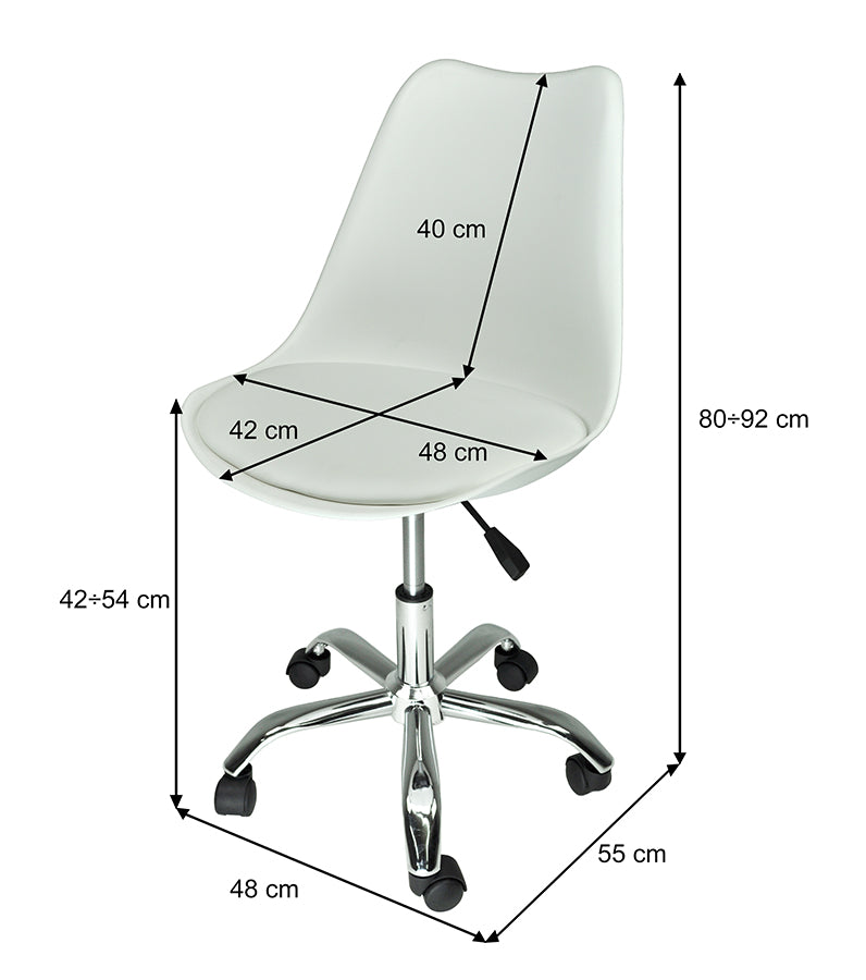 Sedia da ufficio girevole, sedia da scrivania bianca con rotelle SALLY SU08SAPM