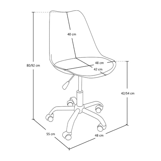 Sedia da ufficio girevole, sedia da scrivania nera con rotelle - Sally - SU10SAPM