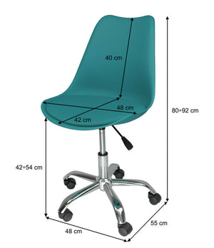 Sedia da ufficio girevole, sedia da scrivania verde petrolio con rotelle mod. SALLY SU26SAPM