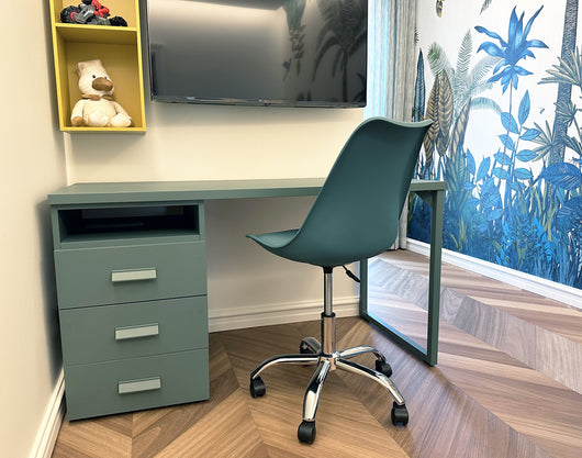 Sedia da ufficio girevole, sedia da scrivania verde petrolio con rotelle mod. SALLY - SU26SAPM