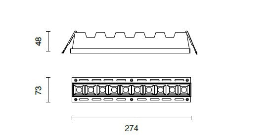 SUB BIG FARETTO DA INCASSO 10 LUCI 20W 1660LM 4000K IP20 L.27,4CM