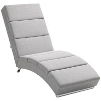 Chaise Longue Reclinabile con Schienale Alto, Imbottitura Spessa e Gambe in Metallo, Grigio Chiaro
