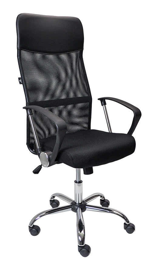 Sedia da ufficio girevole, poltrona presidenziale in tessuto nero mod. Milano SUP-10ETMI