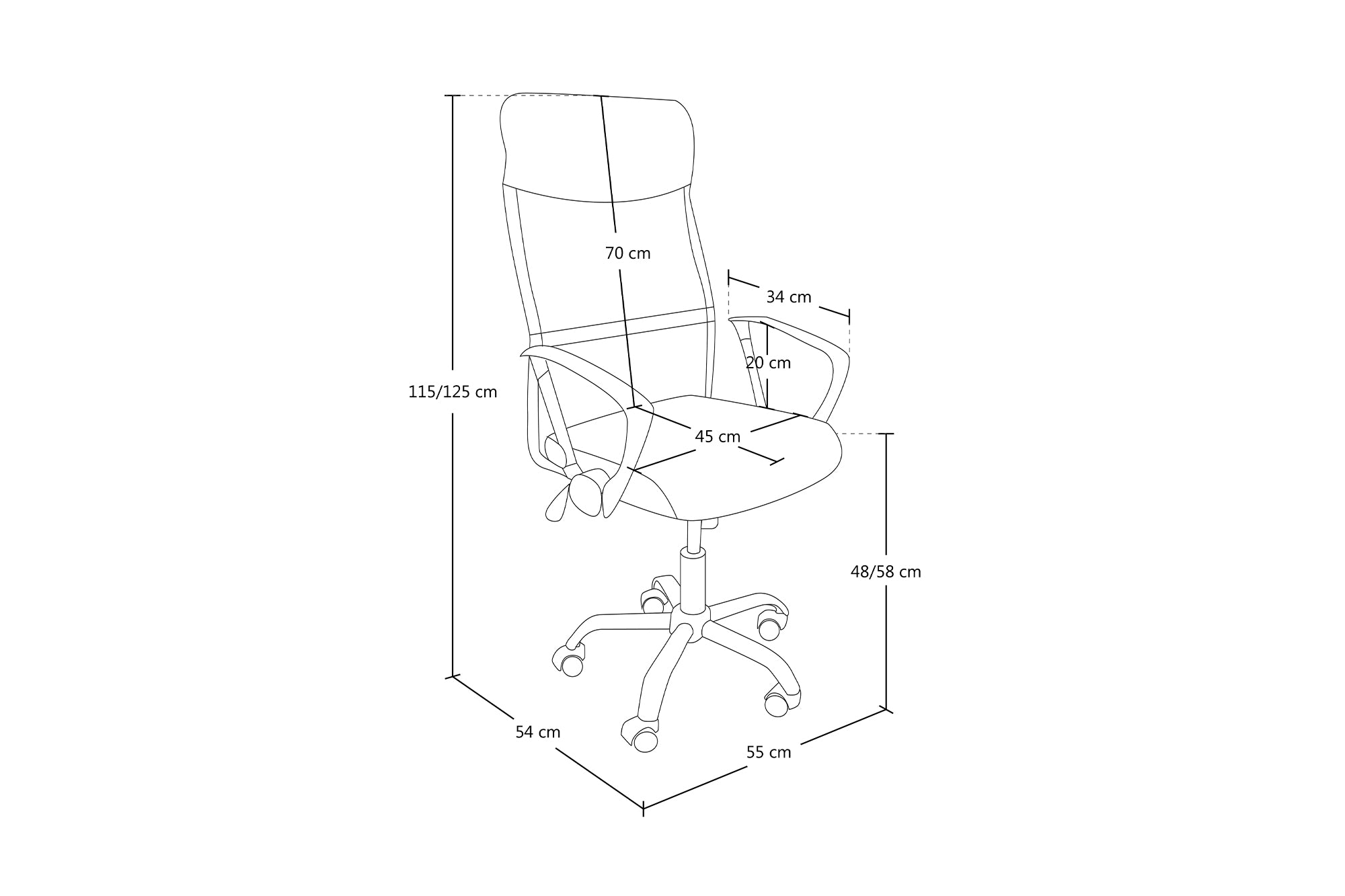 Sedia da ufficio girevole, poltrona presidenziale in tessuto nero mod. Milano SUP-10ETMI